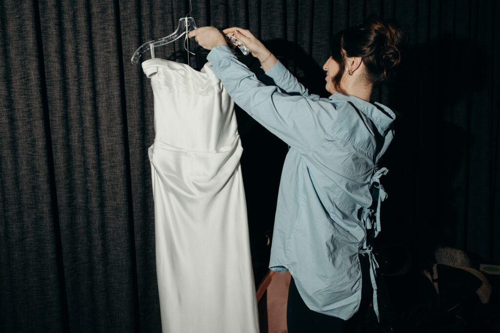 Bride getting ready at Bridal accessories at Moxy Brooklyn Williamsburg