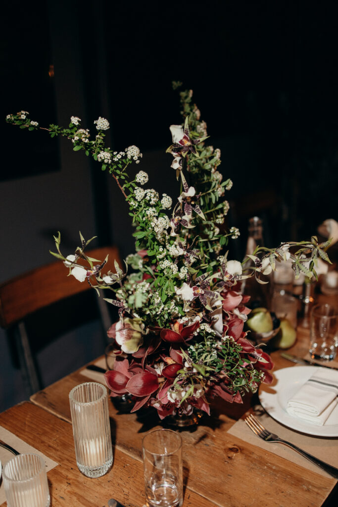 Table setup at the wedding celebration in Aurora Williamsburg