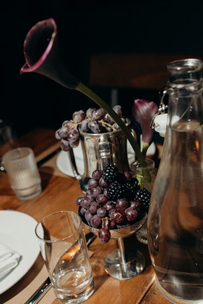 Table setup at the wedding celebration in Aurora Williamsburg