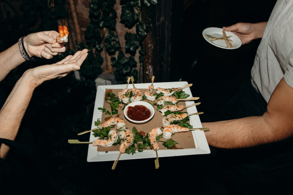 Wedding food at the celebration at Aurora Williamsburg