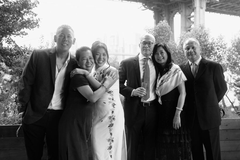Wedding family photo at a Celestine DUMBO wedding reception