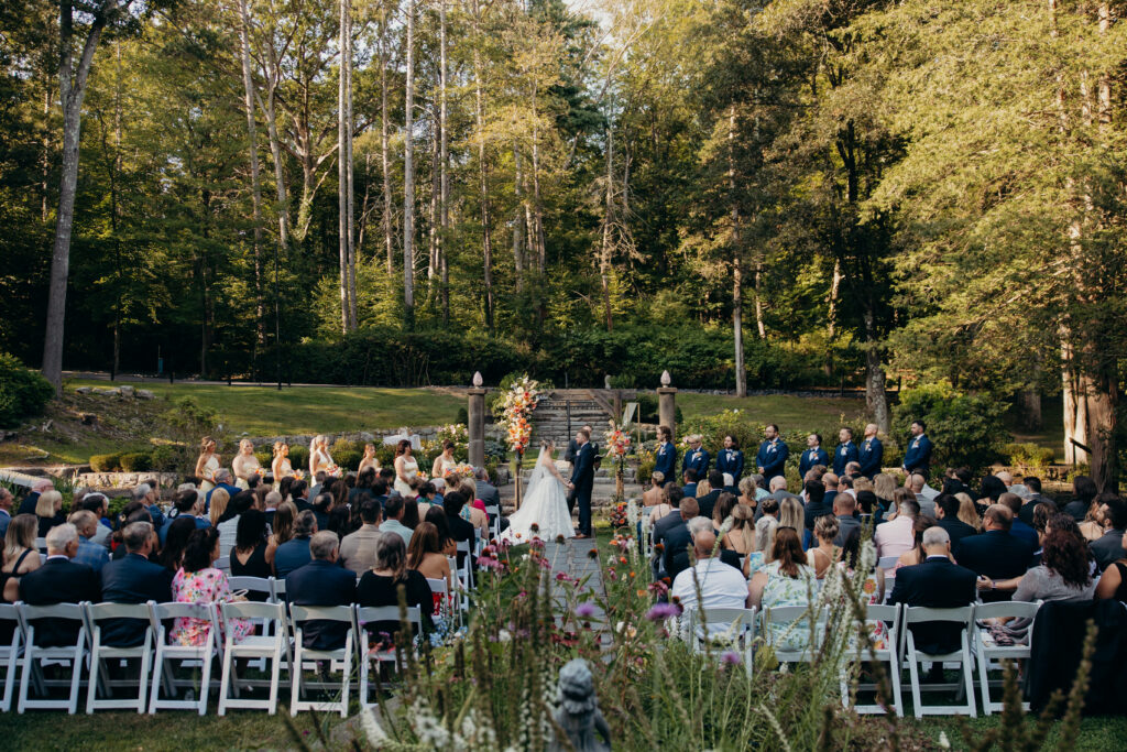 Outdoor wedding ceremony set up at Arrow Park New York