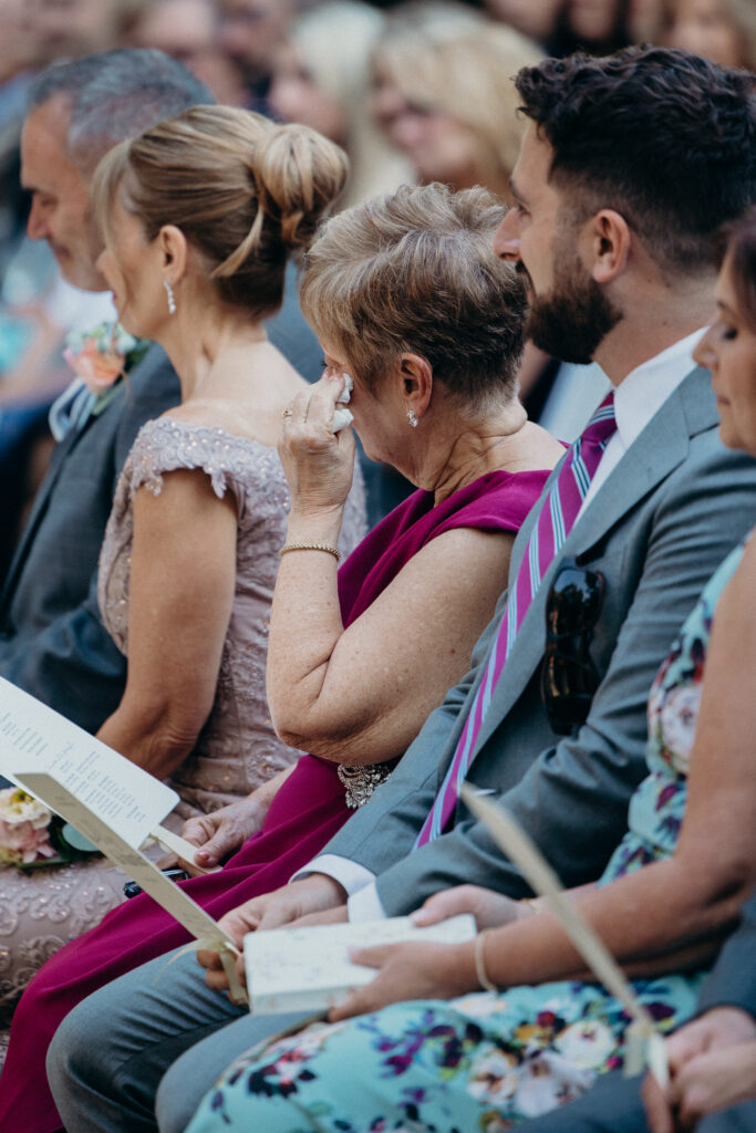 Grandma crying at Arrow Park New York wedding ceremony