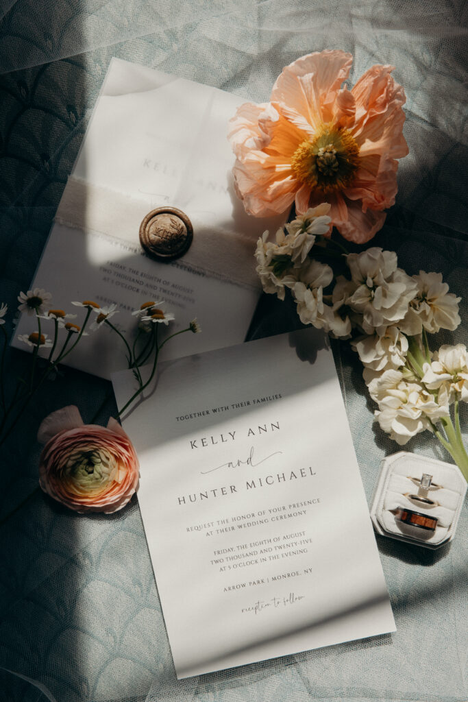 Wedding invitation and stationery details at Arrow Park New York
