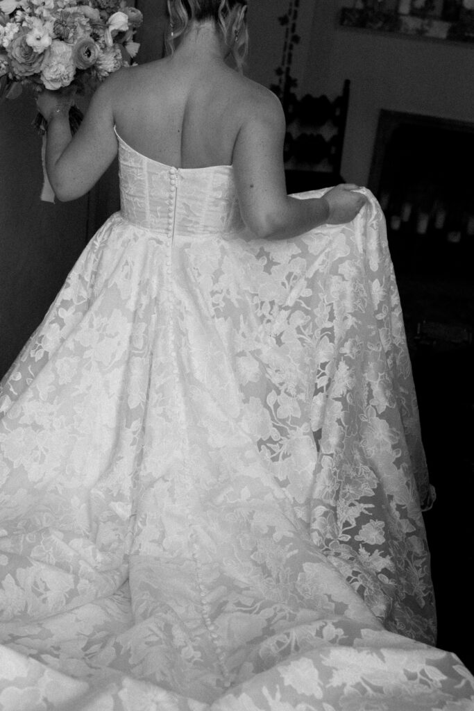 Bride walking down the stairs at Arrow Park New York