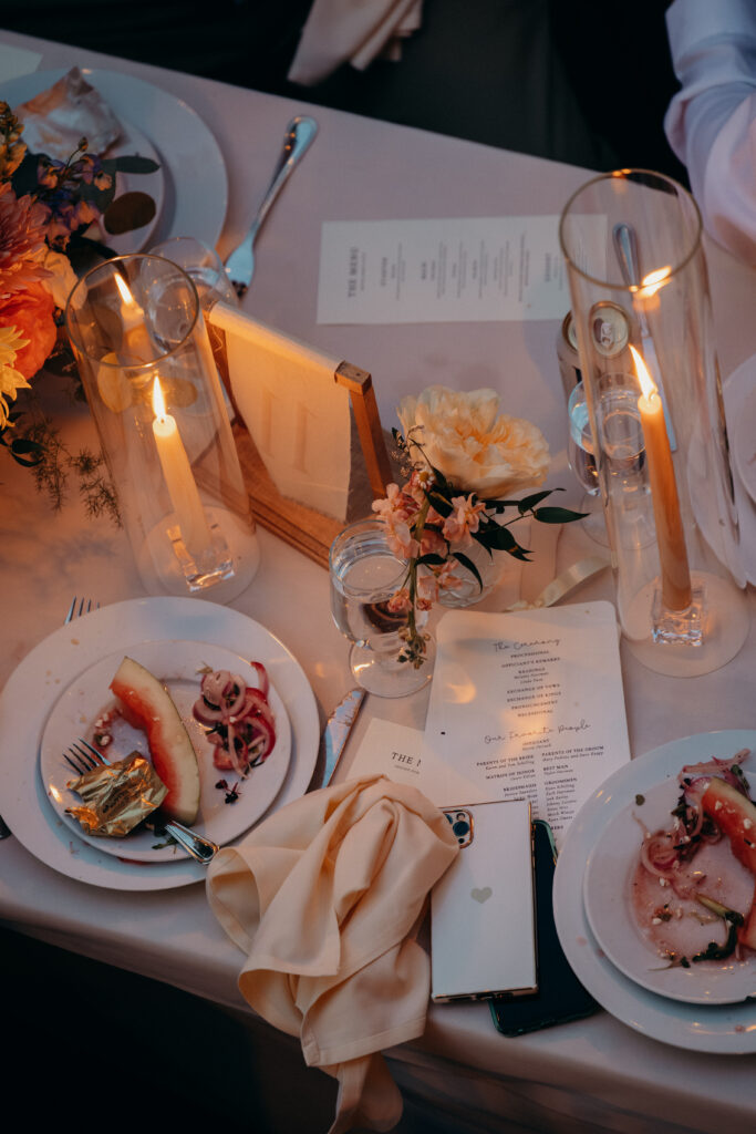 Table set-up at Arrow Park wedding reception in New York