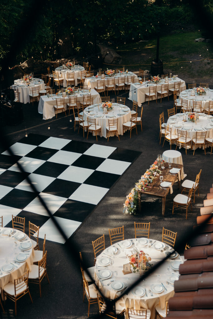 Table set-up at Arrow Park wedding reception in New York