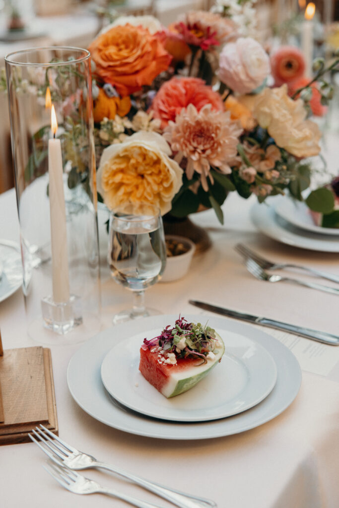 Table set-up at Arrow Park wedding reception in New York