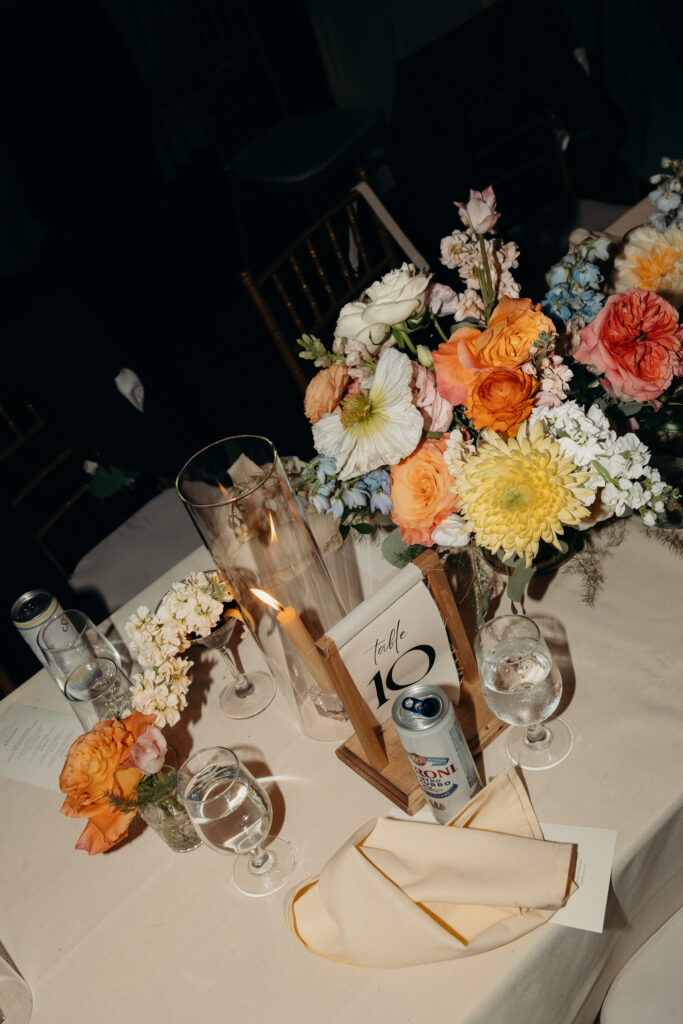 Table set-up at Arrow Park wedding reception in New York