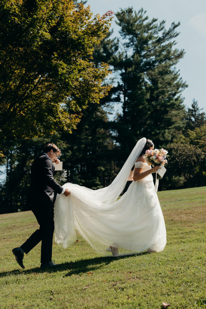 Couple walking during The Willows wedding in New York