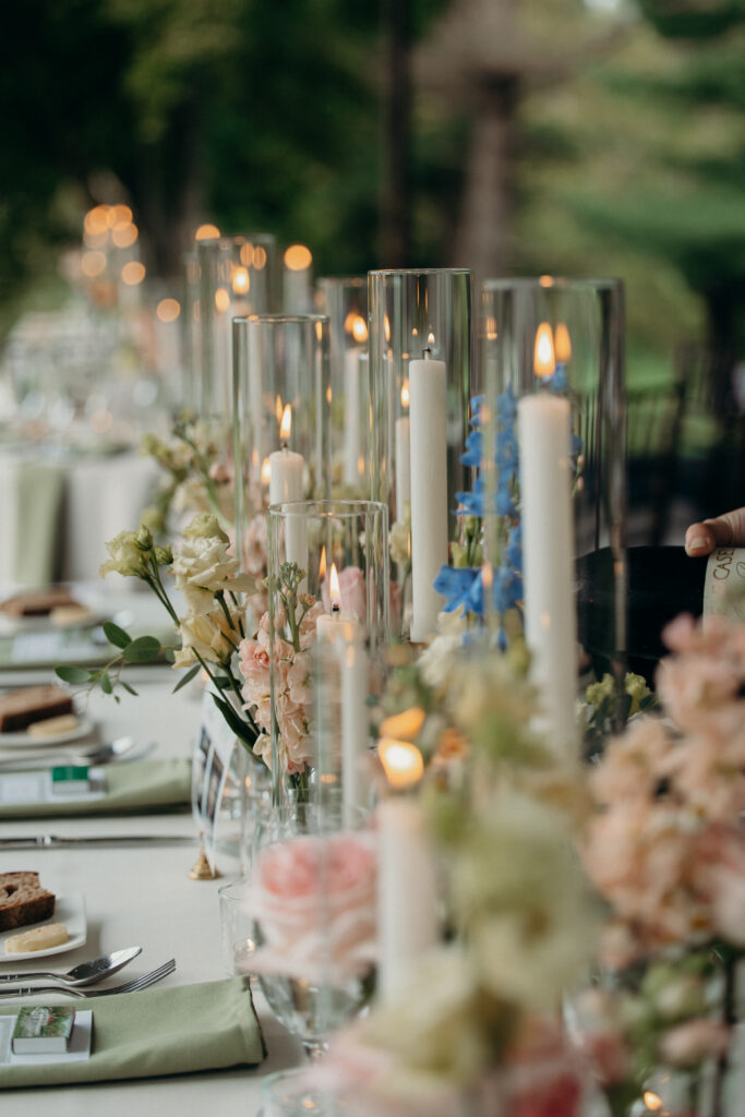Table set-up at The Willows wedding reception