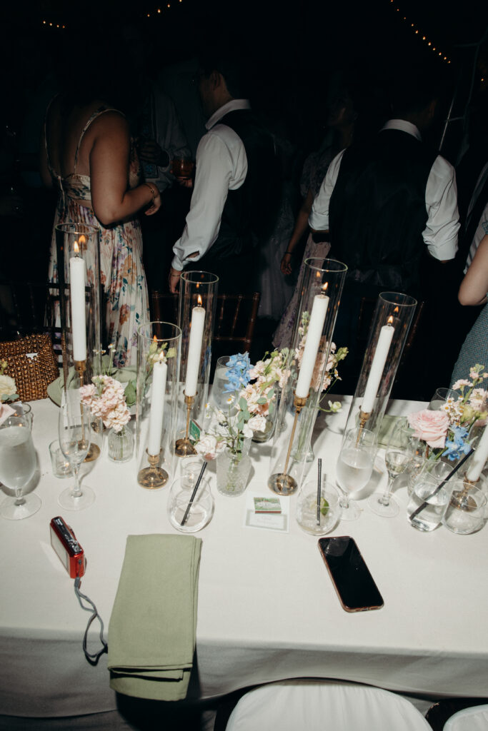 Table set-up at The Willows wedding reception