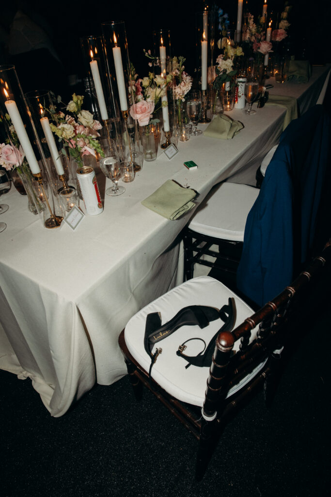 Table set-up at The Willows wedding reception