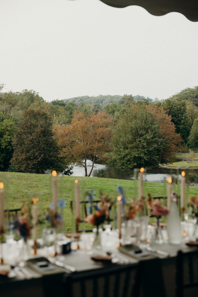 Table set-up at The Willows wedding reception