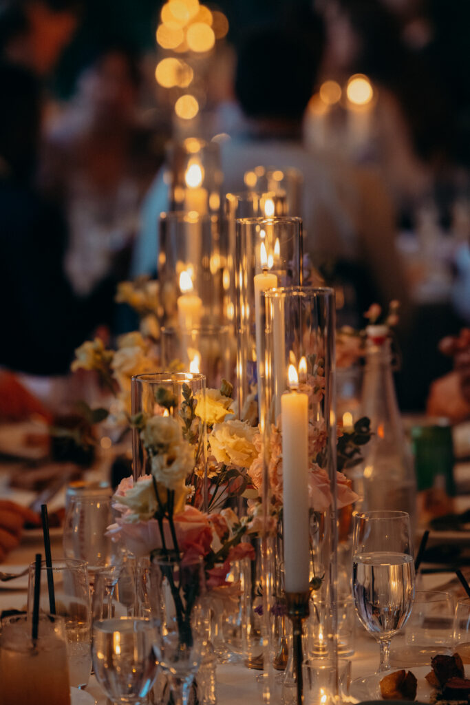 Table set-up at The Willows wedding reception