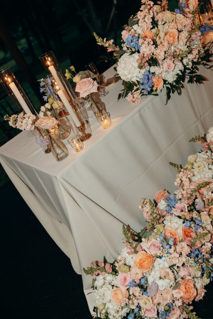 Table set-up at The Willows wedding reception