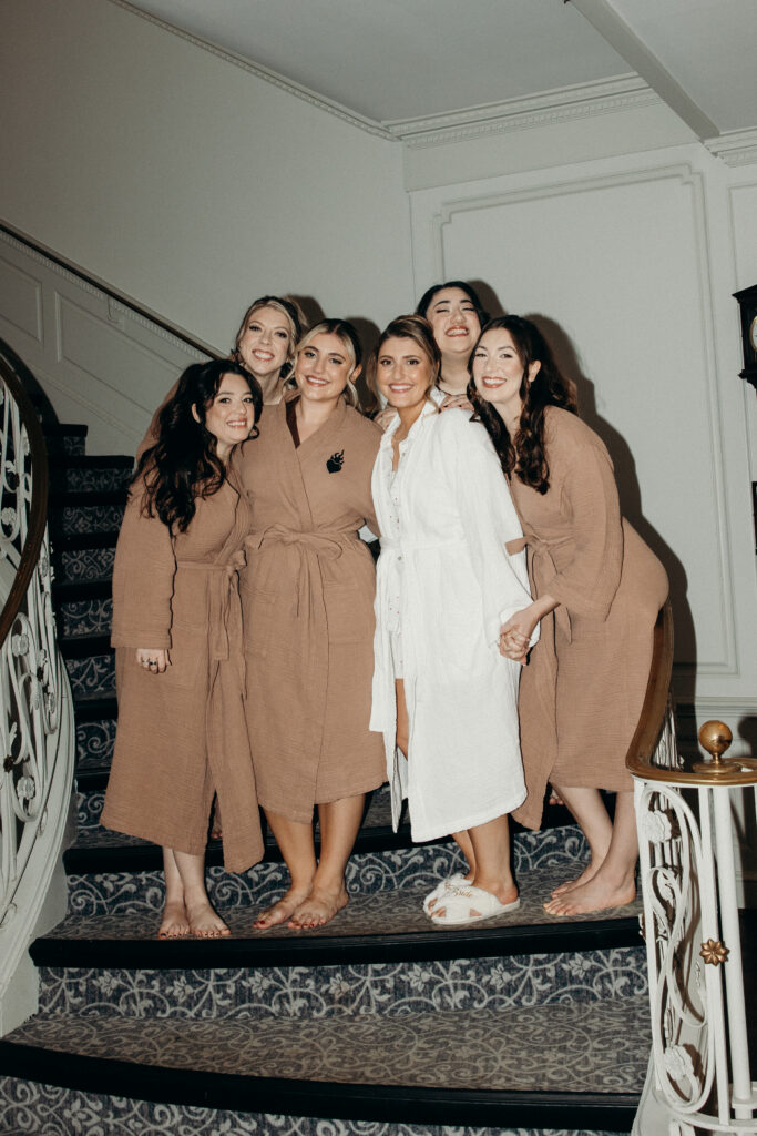 Bride and bridesmaids getting ready at Tarrytown House Estate in New York