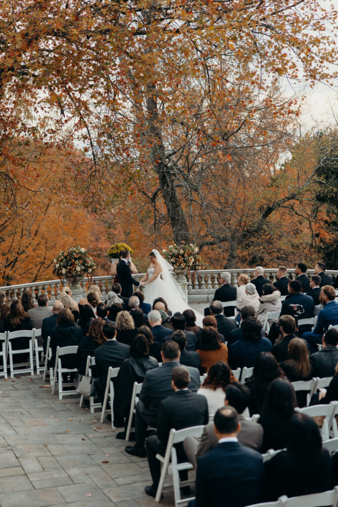 Outdoor wedding ceremony at Tarrytown House Estate in New York