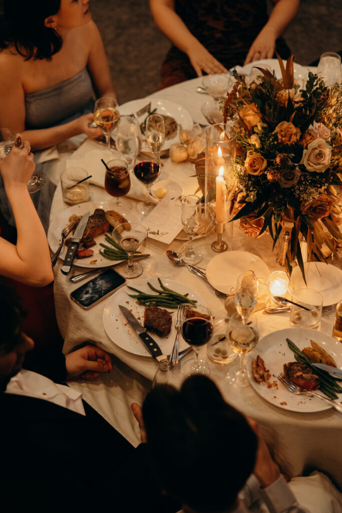 Table wedding reception details at Tarrytown House Estate in New York