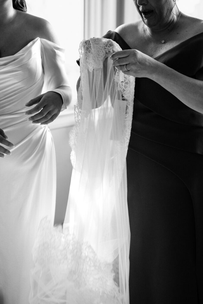Wedding veil details at Le Chateau New York