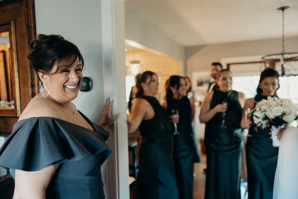 First look with bridesmaids at Le Chateau New York
