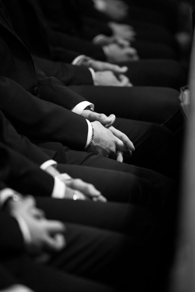 Groomsmen details at a New York church wedding
