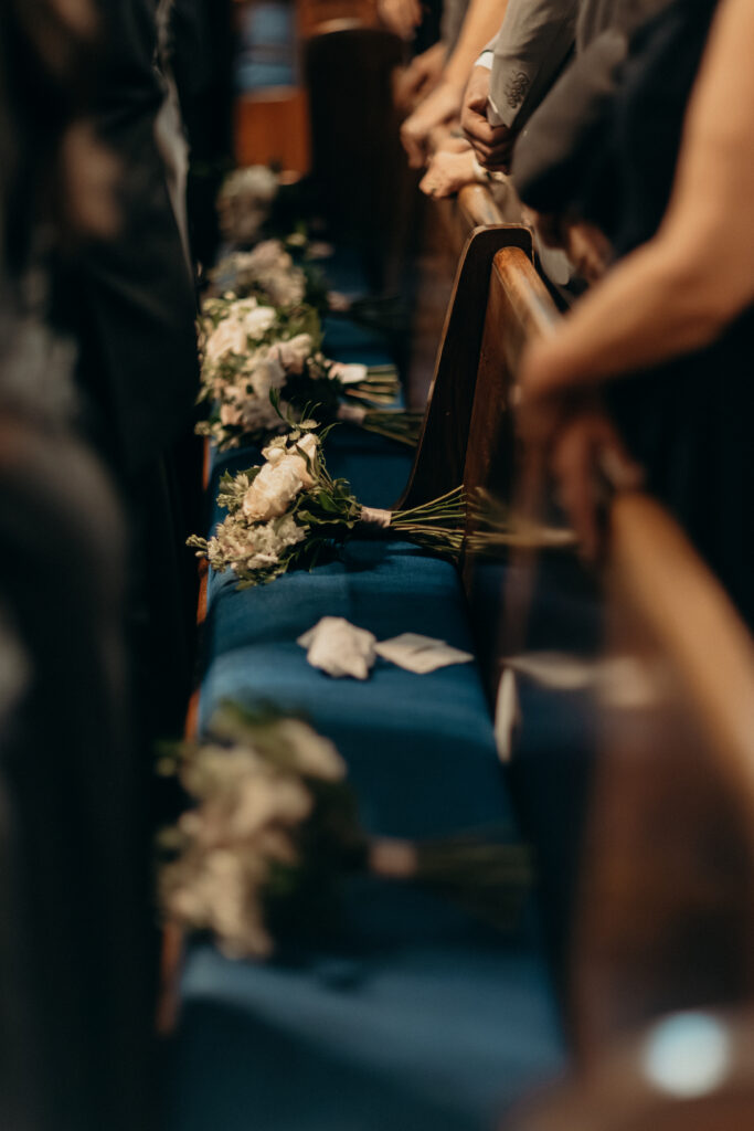 Wedding ceremony details at a New York church wedding