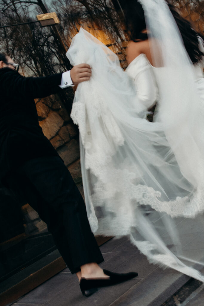Wedding veil details at Le Chateau New York