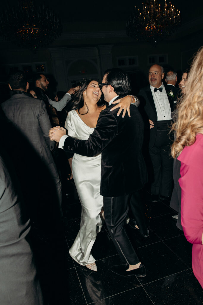 Couple dancing at Le Chateau New York during wedding reception