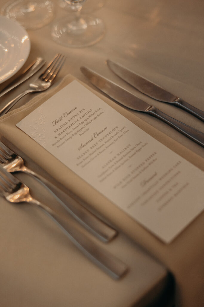 Table wedding reception details at Le Chateau New York 