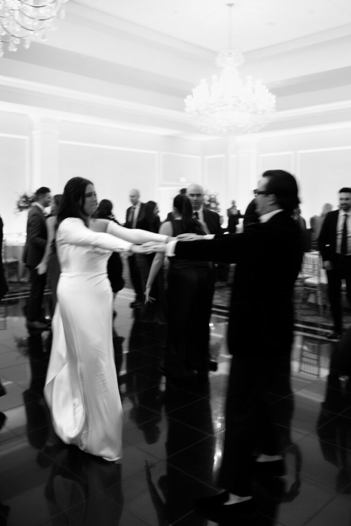 Couple dancing at Le Chateau New York during wedding reception
