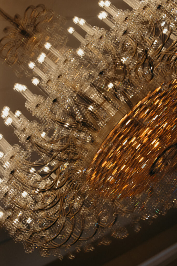 Wedding chandelier at Le Chateau New York 