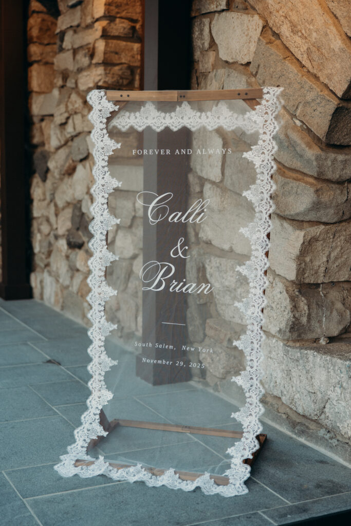 Wedding welcome sign details at Le Chateau New York