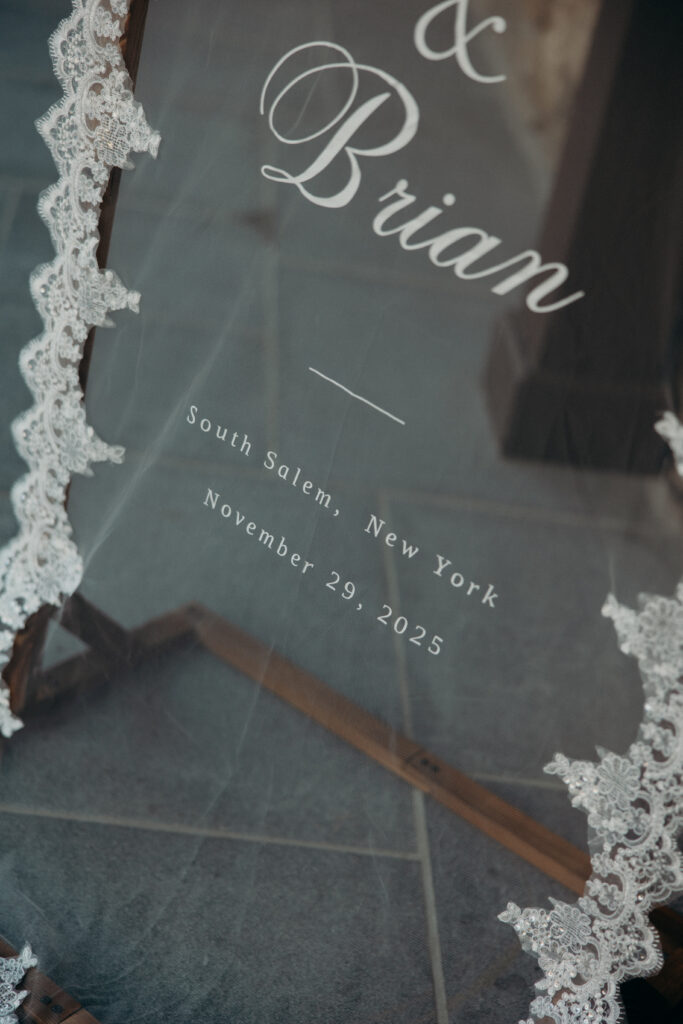 Wedding welcome sign details at Le Chateau New York