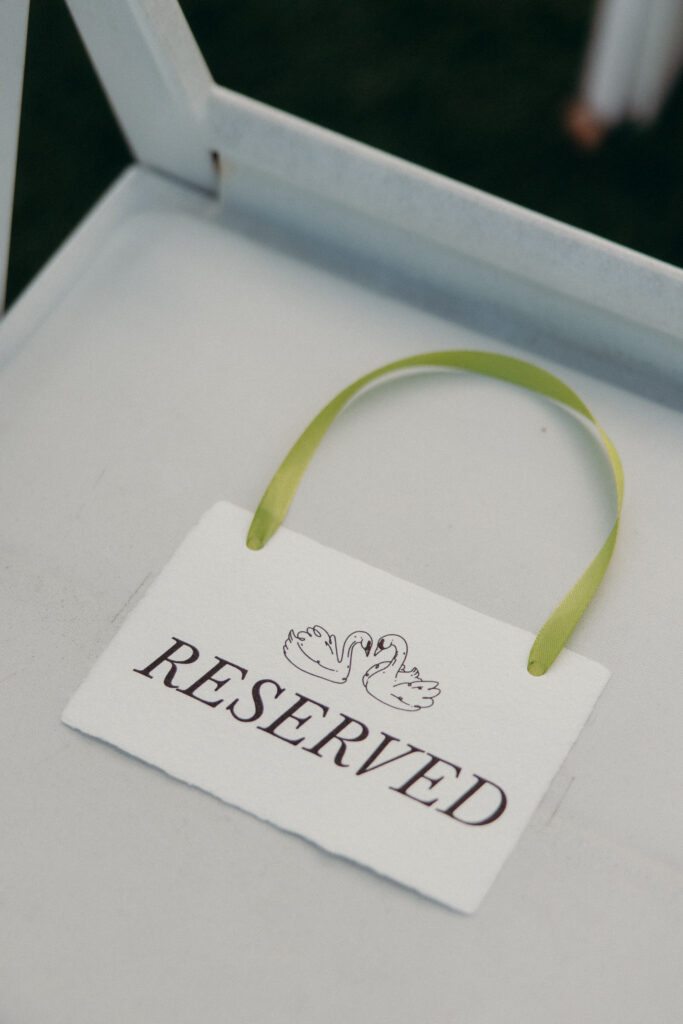 Reserved wedding seat at The Asbury Hotel in NJ