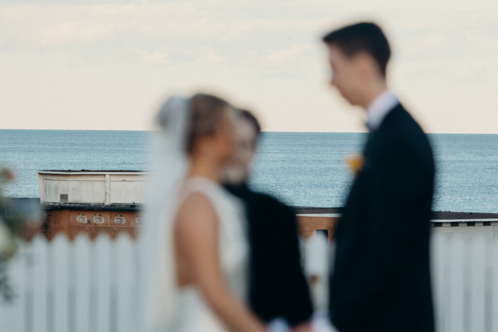 Blurry shot of a New Jersey couple during the wedding ceremony at The Asbury Hotel
