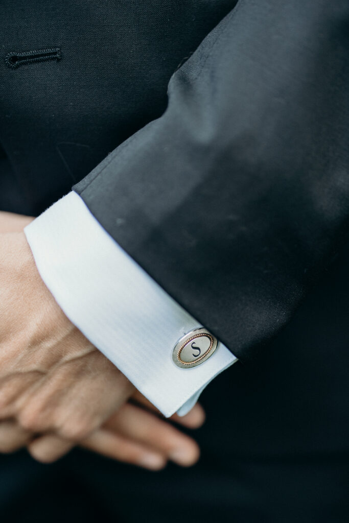 Groom cufflinks detail at The Asbury Hotel wedding in Asbury Park