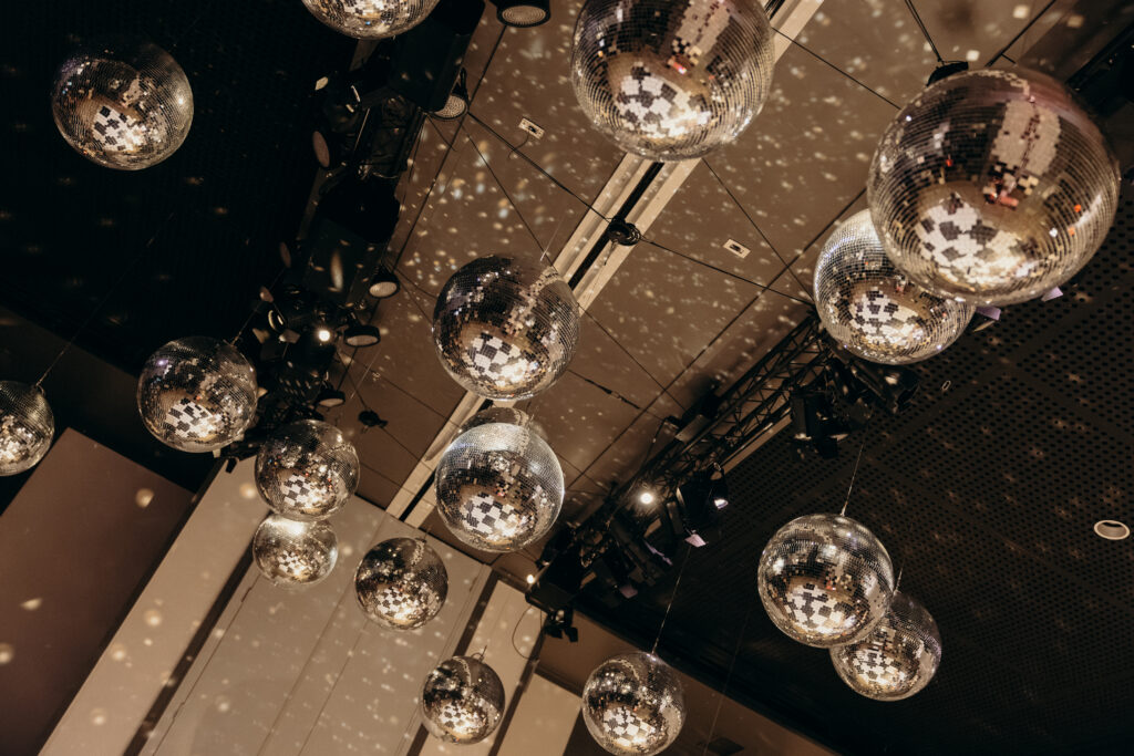 Disco lights at The Asbury Hotel wedding reception