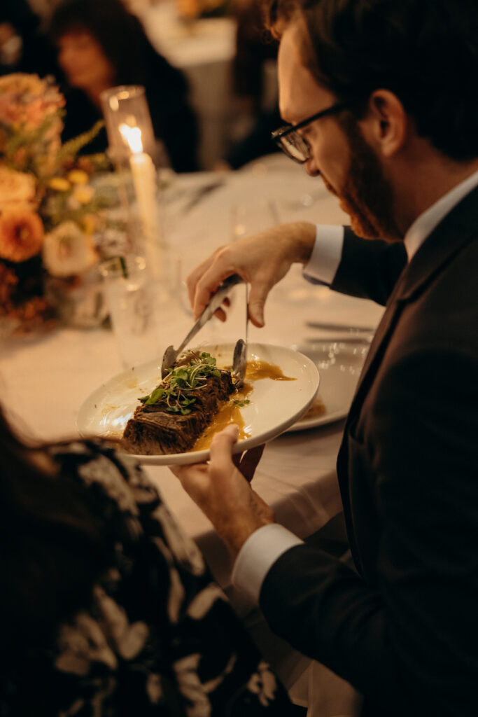 People eating at The Asbury Hotel wedding reception in New Jersey