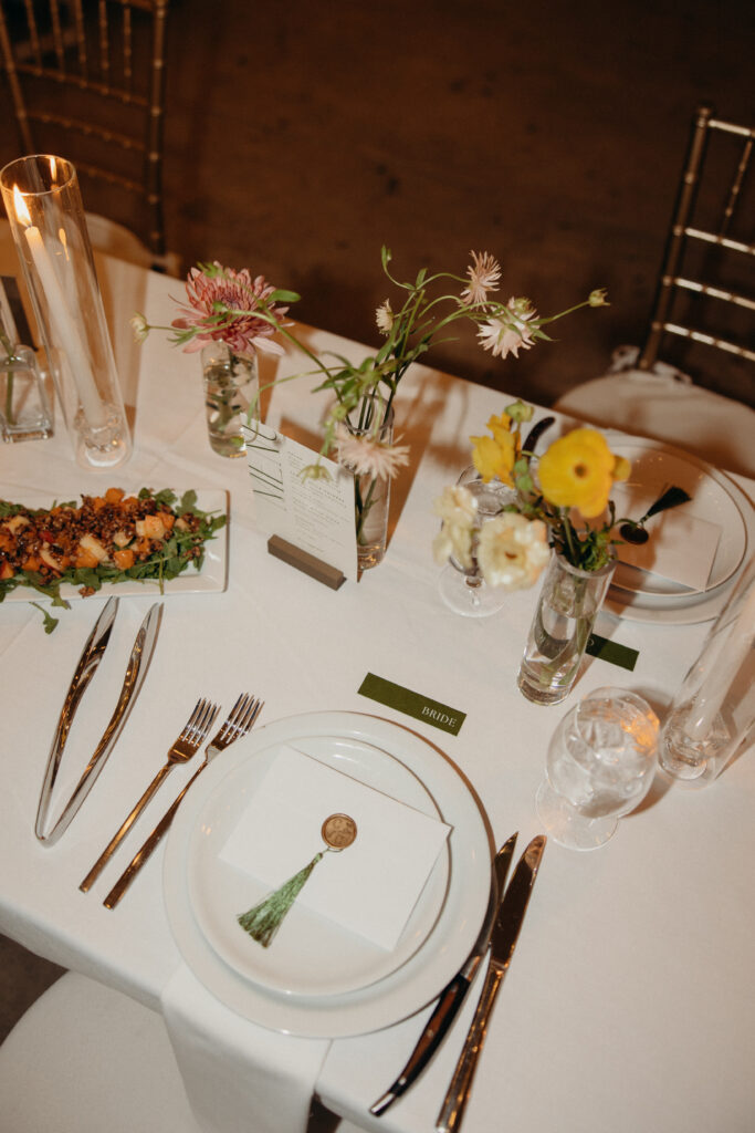 Table wedding reception details at The Asbury Hotel in NJ