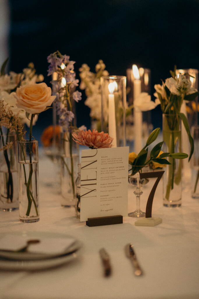 Table wedding reception details at The Asbury Hotel in NJ