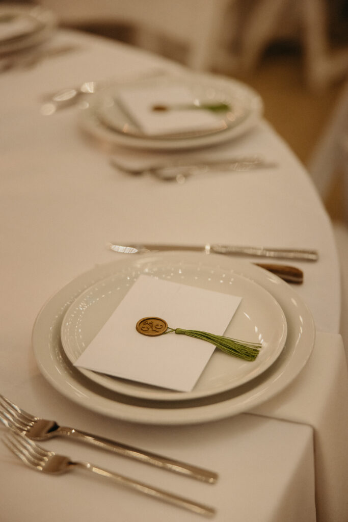 Table wedding reception details at The Asbury Hotel in NJ