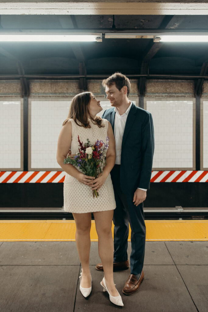 NYC subway photoshoot by a Brooklyn elopement photographer