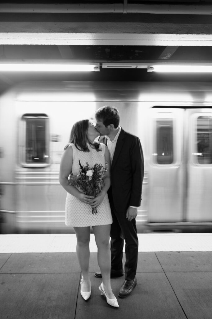 NYC subway photoshoot by a Brooklyn elopement photographer