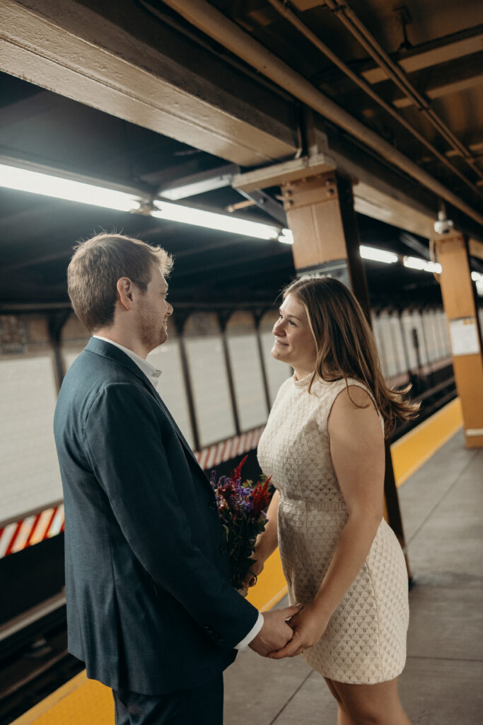 NYC subway photoshoot by a Brooklyn elopement photographer