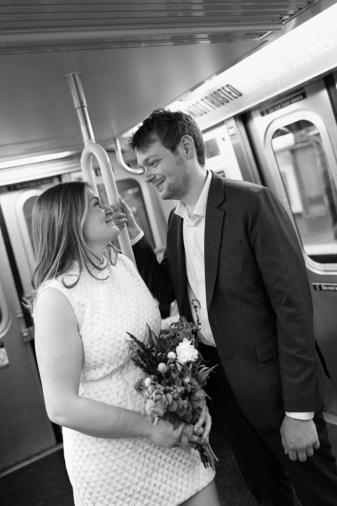 NYC subway photoshoot by a Brooklyn elopement photographer
