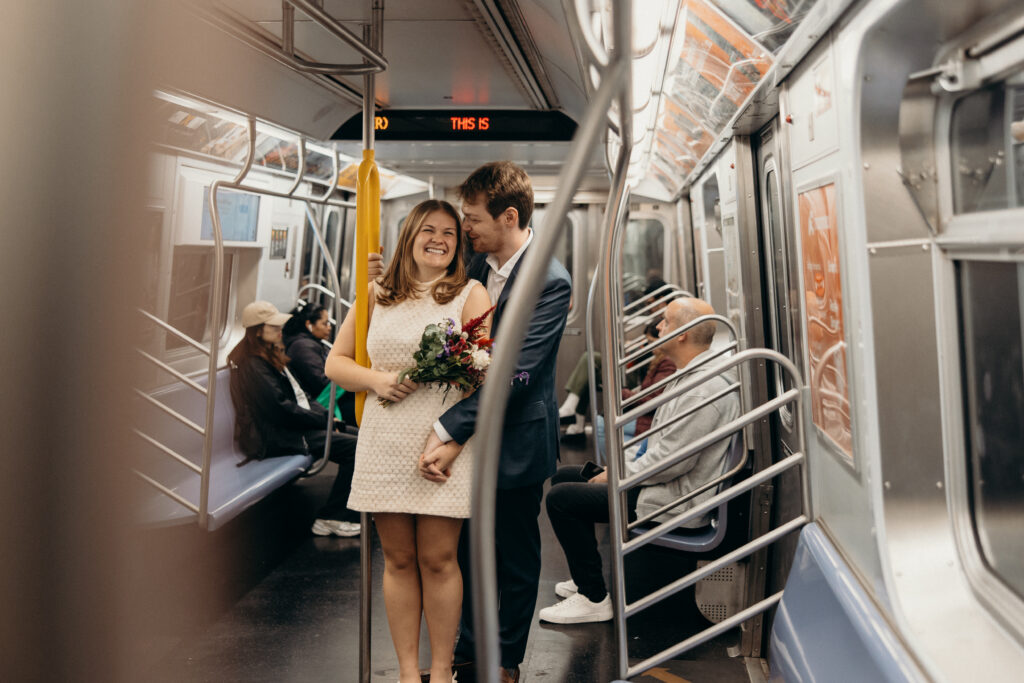 NYC subway photoshoot by a Brooklyn elopement photographer