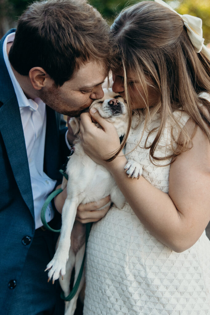 Couple portraits with their dog by a Brooklyn elopement photographer