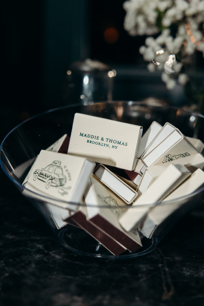 Wedding favors at Madeline’s, Brooklyn