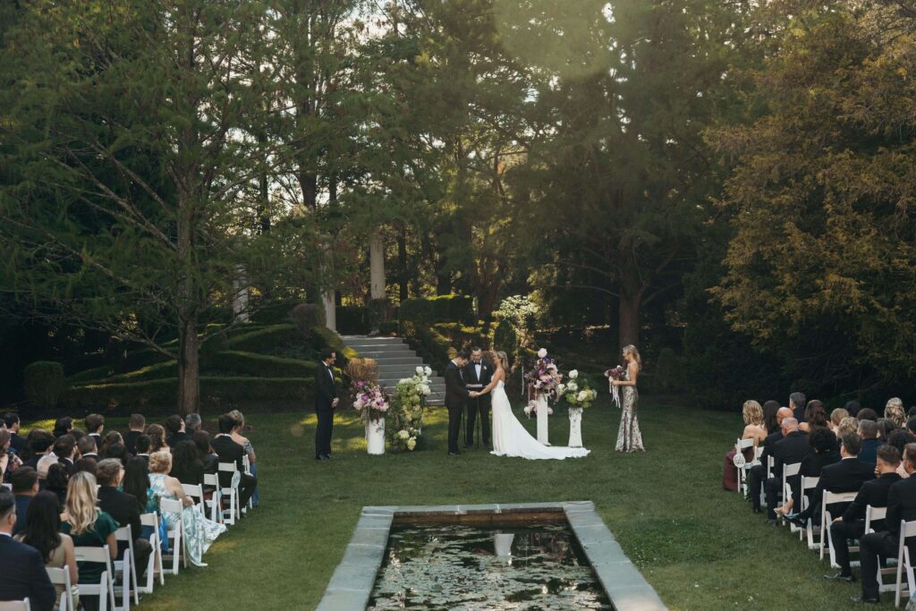 Wide view of Shay and Kevin's ceremony at The Ashford Estate